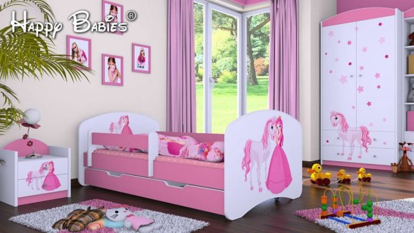 4-teiliges Set Jugendzimmer "Prinzessin mit Pferd rosa