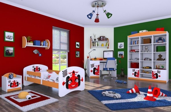 6 -teiliges Set Jugendzimmer Kindermöbel Zimmermöbel "F-1" mit Kinderbett ORANGE