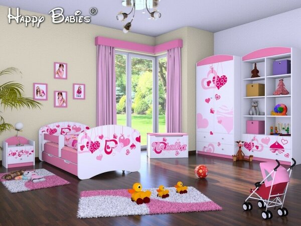 5-teiliges Set Jugendzimmer Kindermöbel "sinkende Herzen" Kinderbett für Mädchen