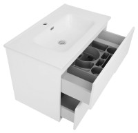 Badmöbel Set SPECTRA 80 Weiß-Anthrazit Hochglanz verschiedene Variante montiert