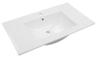 Badmöbel Set SPEK 80 mit Waschbecken Keramik WEISS HOCHGLANZ / EICHE MATT LED
