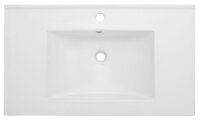 Badmöbel Set SPEK 80 mit Waschbecken Keramik WEISS HOCHGLANZ / EICHE MATT LED