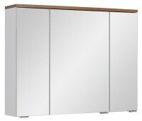 Badmöbel Set SPEK 80 mit Waschbecken Keramik WEISS HOCHGLANZ / EICHE MATT LED