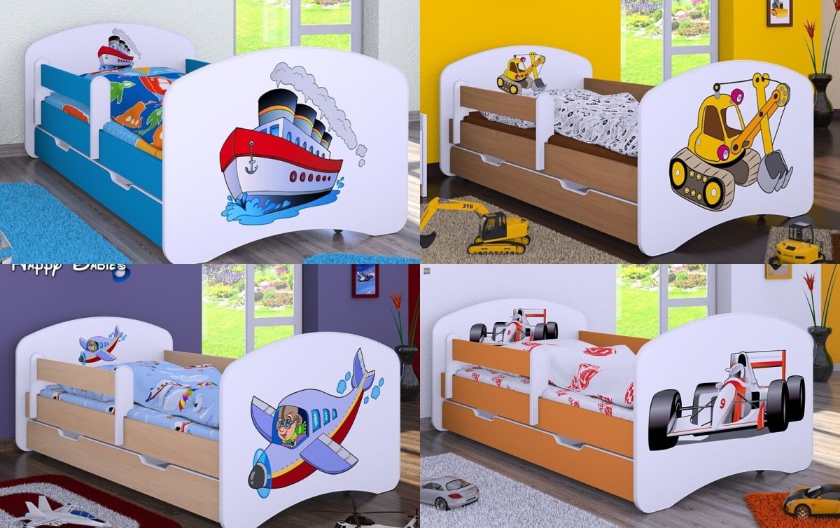 Verschiedene Holzfarben HB Kinderbett mit Matratze und Bettkasten NEU