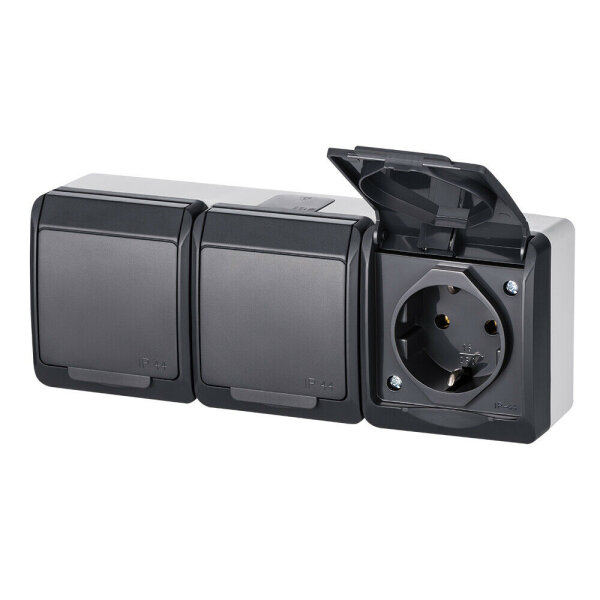 IP44 Aufputz ANTRA Steckdose 3-fach 0326-07