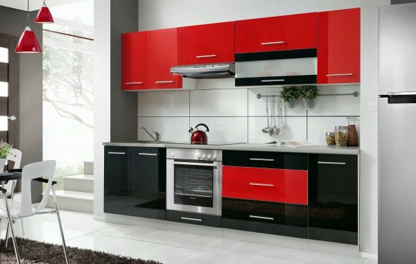 Komplette Küche Petra 260 cm verschiedene Farbkombinationen Hochglanz
