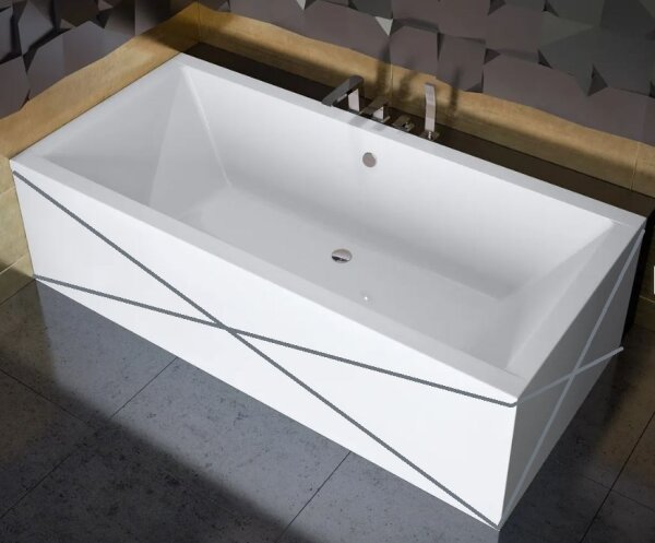 Eckbadewanne Acryl Badewanne weiß QUADRO ohne Schürze 175 x 80 cm