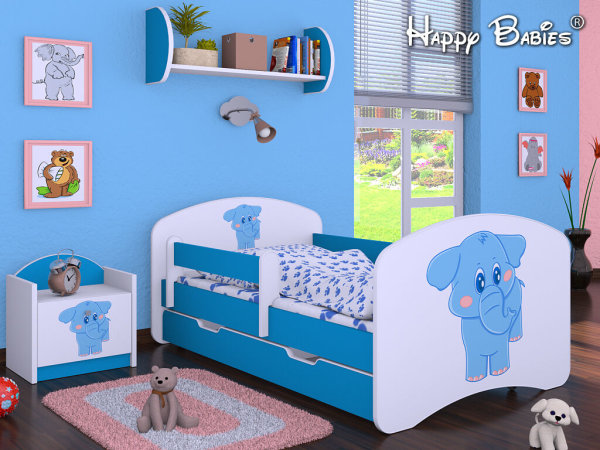 3 teiliges Set Jugendzimmer Kindermöbel Zimmermöbel "Blauer Elefant 160x80