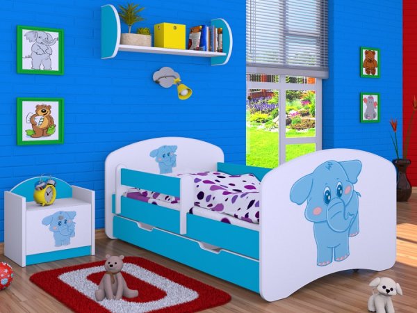 3 teiliges Set Jugendzimmer Kindermöbel Zimmermöbel "Blauer Elefant blau