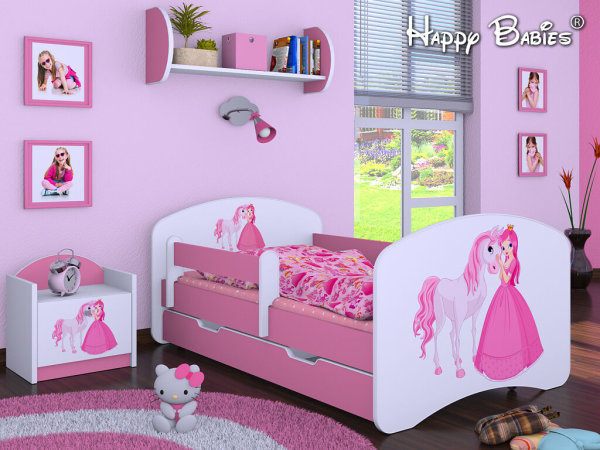 3-teiliges Set Jugendzimmer Kindermöbel Zimmermöbel "Prinzessin mit Pferd'' rosa 