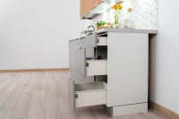 Küche Küchenzeile EMMA 260 cm EICHE BURLINGTON/GRAU ohne ARBEITSPLATTE