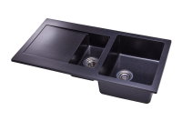 Granit Spüle + Siphon Einbauspüle Küchenspüle Spülbecken DG005 Schwarz 95x50cm
