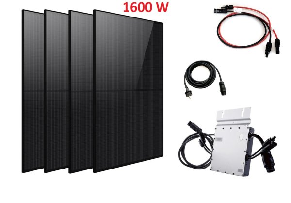 1600 W /1500 W Balkonkraftwerk Photovoltaik Solaranlage Steckerfertig Hoymiles 1500W Full Black
