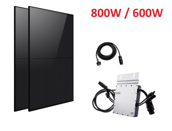 0% MwSt. Privat DE 800 W /600 W Balkonkraftwerk Photovoltaik Solaranlage Steckerfertig Hoymiles 600W Full Black