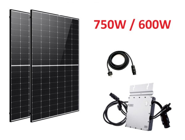 0% MwSt. 750 W /600 W Balkonkraftwerk Photovoltaik Solaranlage Steckerfertig Hoymiles 600W Rahmen Schwarz