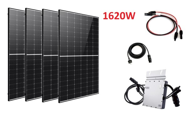 0% MwSt. Privat DE 1620 W /1500 W Balkonkraftwerk Photovoltaik Solaranlage Steckerfertig Hoymiles 1500W  Black