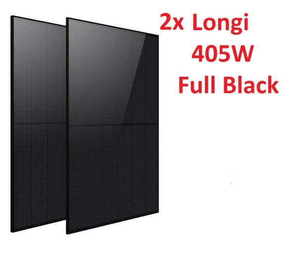0% MwSt. Privat DE SET 2x Solarmodul 405 W Longi Solar PV Modul Full Black Photovoltaik