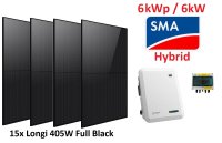 0% DE Solaranlage 6kWp SMA Hybrid Wechselrichter...