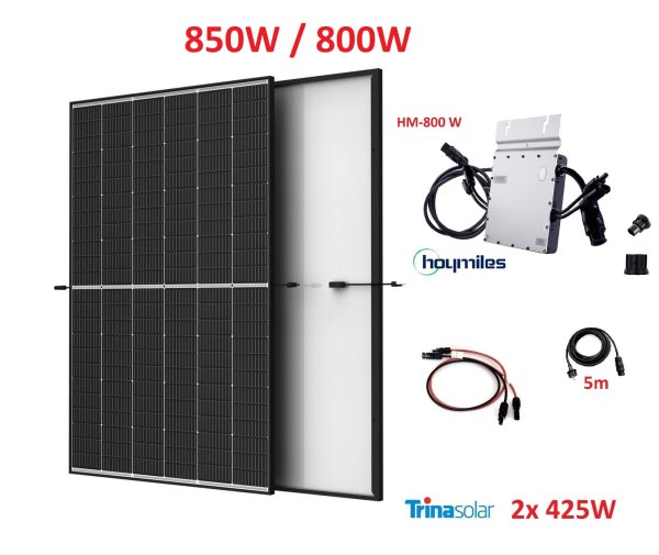 0% DE 850W / 800W Trina Solar Balkonkraftwerk Photovoltaik Solaranlage Hoymiles 800W