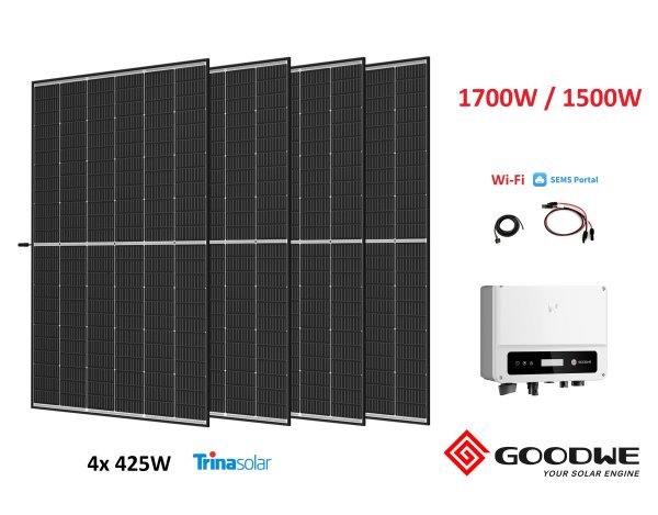 0% DE 1700W / 1500W Trina Solar Balkonkraftwerk Photovoltaik Solaranlage Goodwe 1500W Wi-Fi App