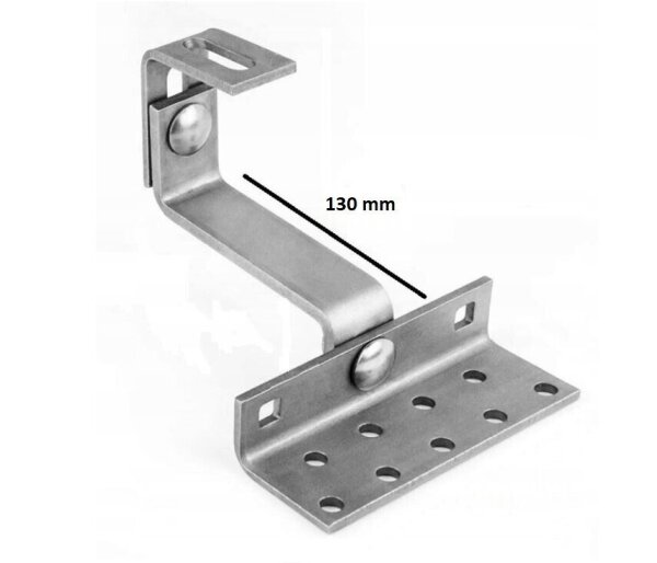 50x Photovoltaik Dachhaken verstellbar Solar PV Halterung Edelstahl 5mm , 13cm 130 mm | A2 | 1.4016