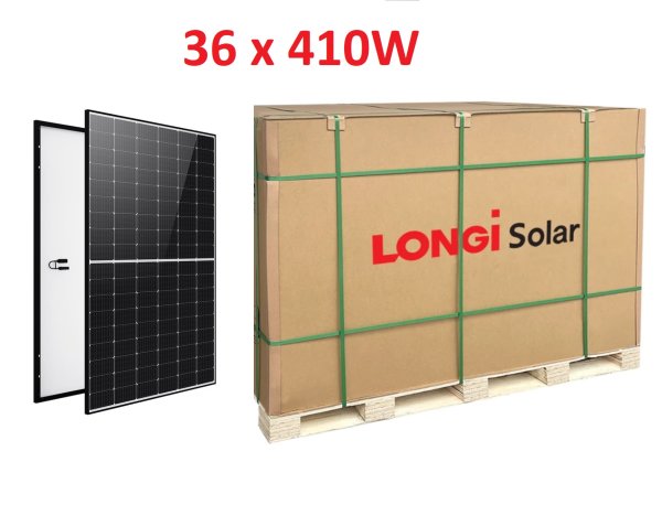 36x 0% MwSt. DE 410W Solarmodul Longi Solar PV Modul black schwarzer Rahmen Photovoltaik Palettenverkauf
