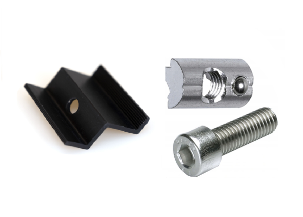 1 x SET Endklemme Schwarz 30mm + Zylinderkopfschraube M8x20mm + Nutenstein mit Kugel 0% MwSt.