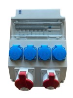 Baustromverteiler Wandverteiler Stromverteiler CEE 32A 16A 230V Schuko mit HAGER Sicherungen FI /LS / Stromz&auml;hler LCD