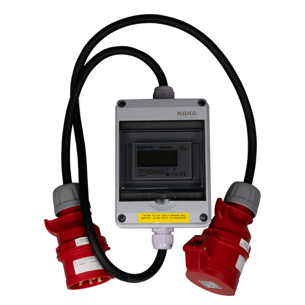 16A MID geeicht - Mobiler Digital Stromzähler Zwischenstecker Box 5m  400V / 16A  CEE-Stecker Und Kupplung 5m
