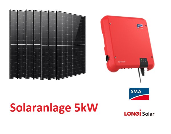 SMA Solaranlage 5000W Photovoltaikanlage PV-Module 12x Longi Solar 410W