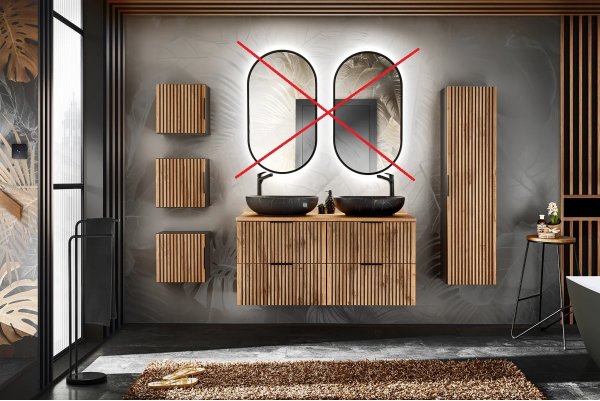 Design Badmöbel Set XILO 120 cm mit 2 Waschbecken Soft-Close verschiedene Kombinationen Waschtisch Hochschrank 3xHängeschrank