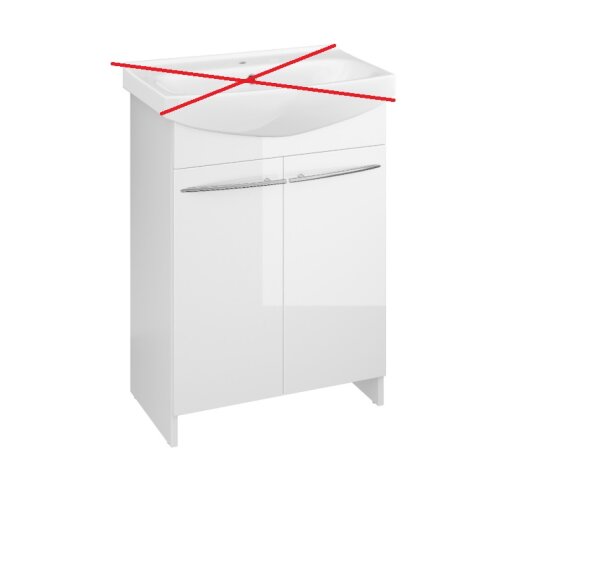 Badmöbel Set ARSENA 60 cm WEISS HOCHGLANZ Waschbeckenunterschrank
