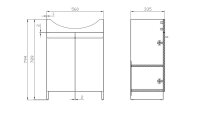 Badmöbel Set ARSENA 60 cm WEISS HOCHGLANZ...