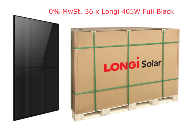 36 x Solarmodul 405W LONGI LR5-54HIB-405M-405Wp Full Black Palettenverkauf / 0% MwSt. / Normaler Steuersatz