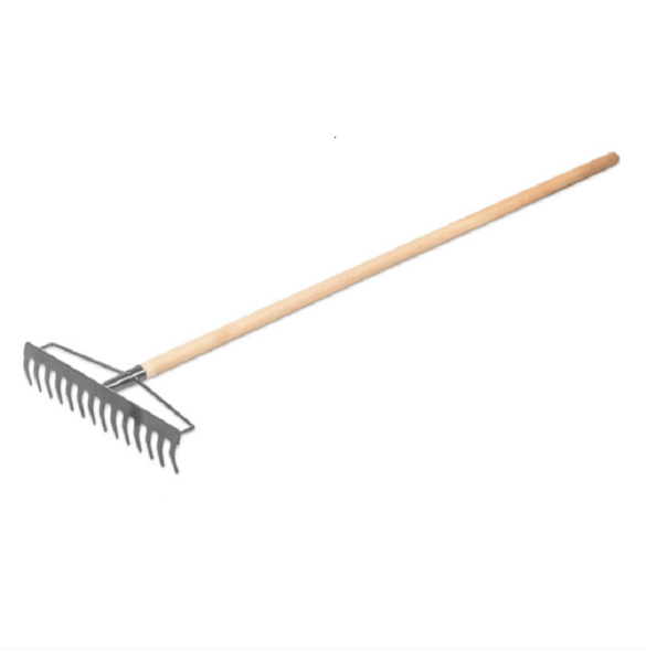 Gartenrechen Gartenharke Rechen Harke Rasenrechen Kohlestahl 18 Zinken/Grau -100cm