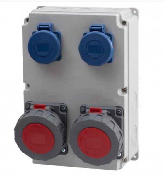 IP65 Stromverteiler Wandverteiler Steckdosen verdrahtet R-300 CEE 2x16A  2x230V