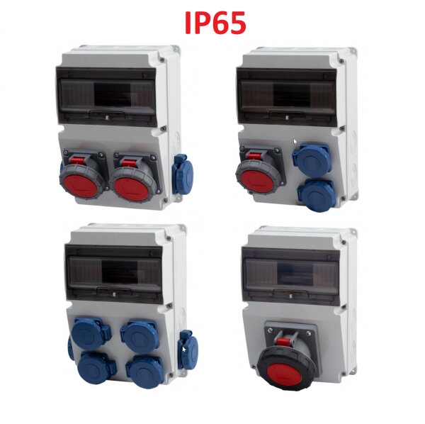IP65 Stromverteiler Wandverteiler Steckdosen verdrahtet 63A 32A 16A 230V Modulen Anzahl -10