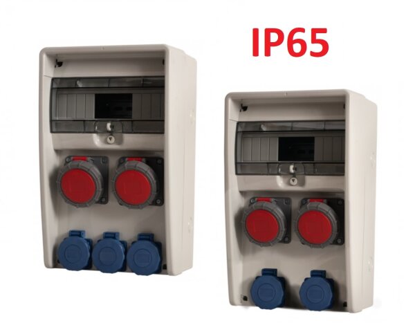 IP65 Stromverteiler Ulisse 12M Wandverteiler verdrahtet Steckdosen 32A 16A 230V Modulen Anzahl -12