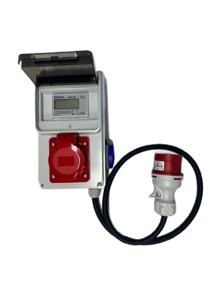 16A/230V MID geeicht - Mobiler Digital Stromzähler Zwischenstecker Box 1m 400V / 16A  CEE-Stecker Und Kupplung 1x230V