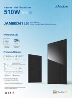 JA Solar 500W Solarmodul JAM60D41-500/LB- 500Wp (Full Black) BIFACIAL Vollschwarz BIFACIAL