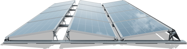 10° Ost-West Komplett-Set aerodynamisches Flachdach-Aufständerungssystem IBC AeroFix G3 0% MwSt._6 Solarmodule