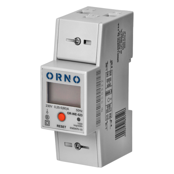 1-Phasen Stromzähler  Stromverbrauchsanzeige 80A MID RS485 ORNO OR-WE-523