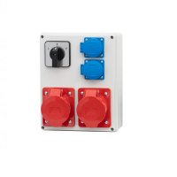 Stromverteiler Verteilerkasten R-240 – Steckdose 16A/32A 5-polig + Hauptschalter links/rechts 0/1 (16A / 32A) IP44 ABS