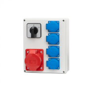 Stromverteiler Verteilerkasten R-240 – Steckdose 16A/32A 5-polig + Hauptschalter links/rechts 0/1 (16A / 32A) IP44 ABS
