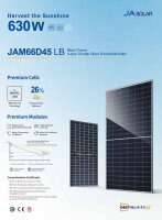 625W BiFazial Solarmodul JA Solar JAM66D45 625LB (SFR)...